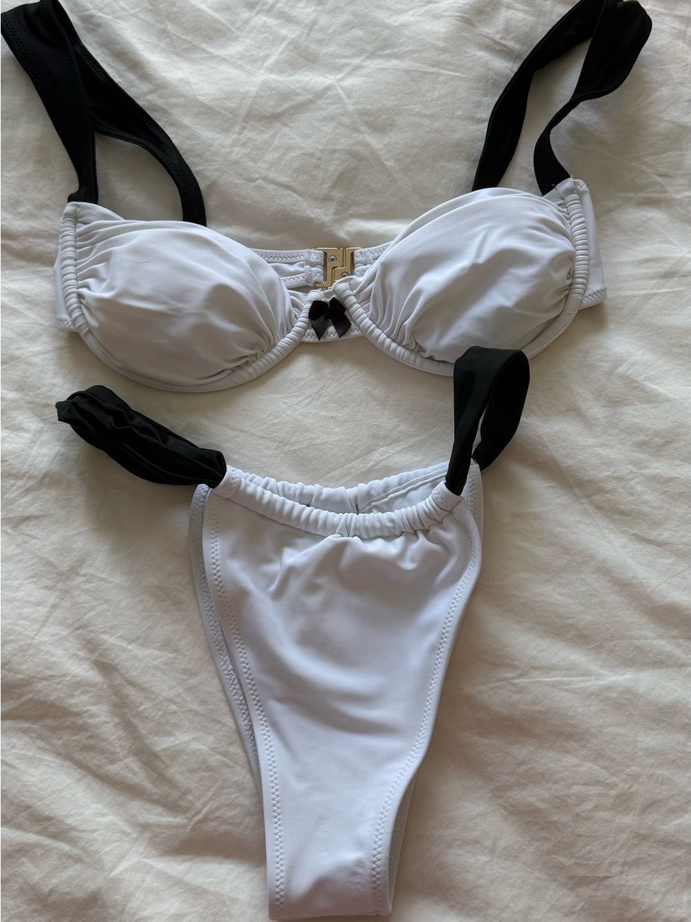 Strawberry Milk Mob White & Black Two-Piece Bikini Set
